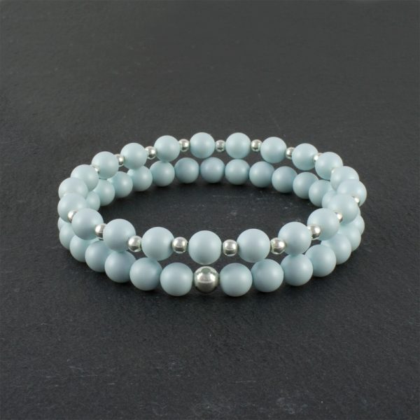 Bella Pale Blue and Sterling Silver beaded bracelet set